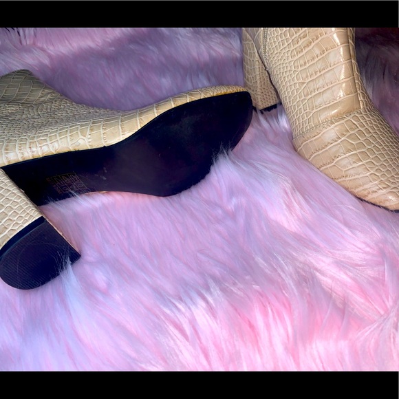 Nude Faux Croc Zipper Boot - Picture 4 of 14